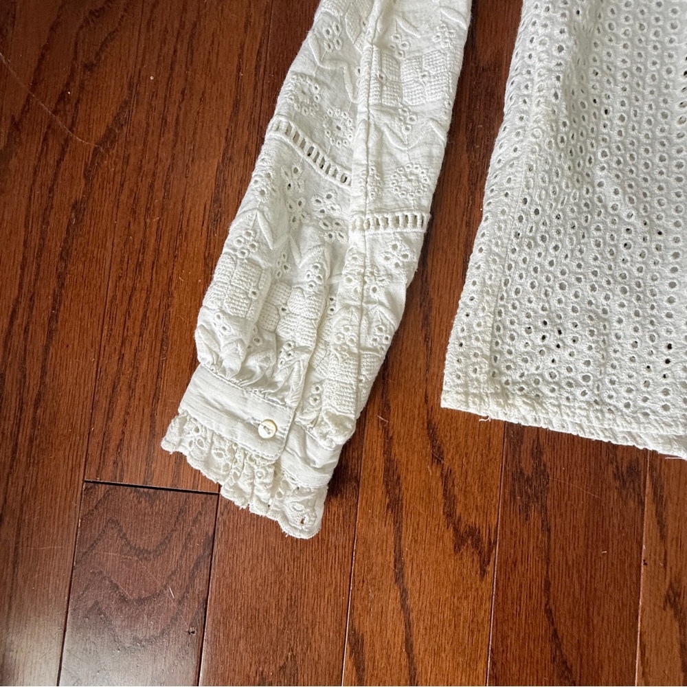 Zara White Eyelet Lace Blouse - Picture 7 of 7